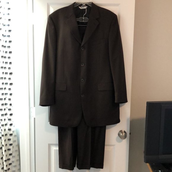 Versini brown striped men's suit - Picture 1 of 12